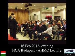 HCA CE  CEOs Program Evening Lecture - Budapest