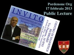 Pordenone Public Lecture